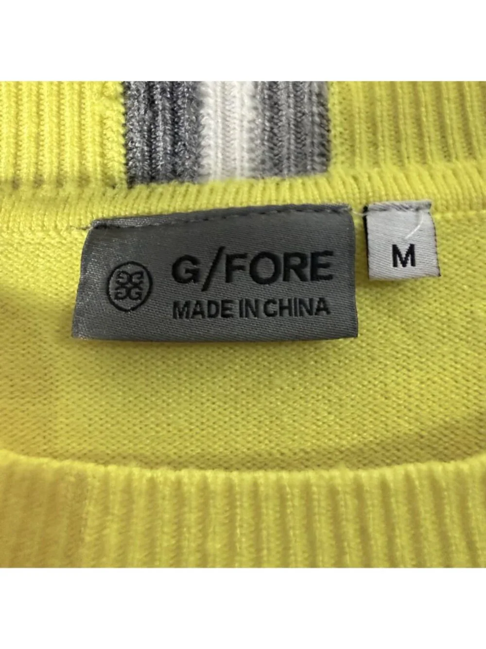 G/Fore Yellow Gray Large Logo Side Crewneck Sweater Womens Size Medium - Picture 2 of 6